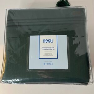 Nestl California King Size 4 Piece Bed Sheet Set Forest Green MIcrofiber